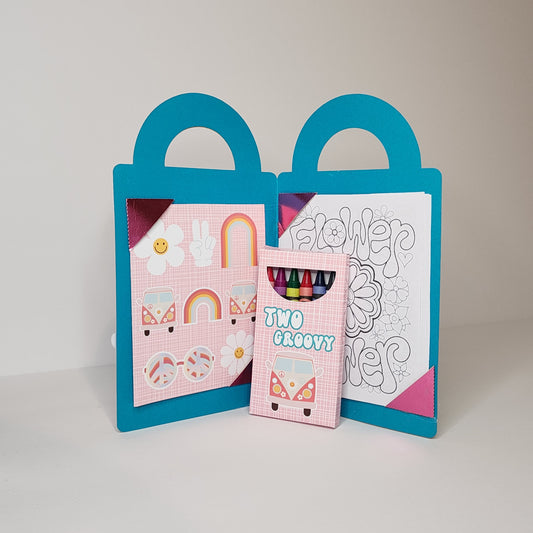 Two Groovy coloring suite case + stickers, Groovy party favors, Groovy coloring