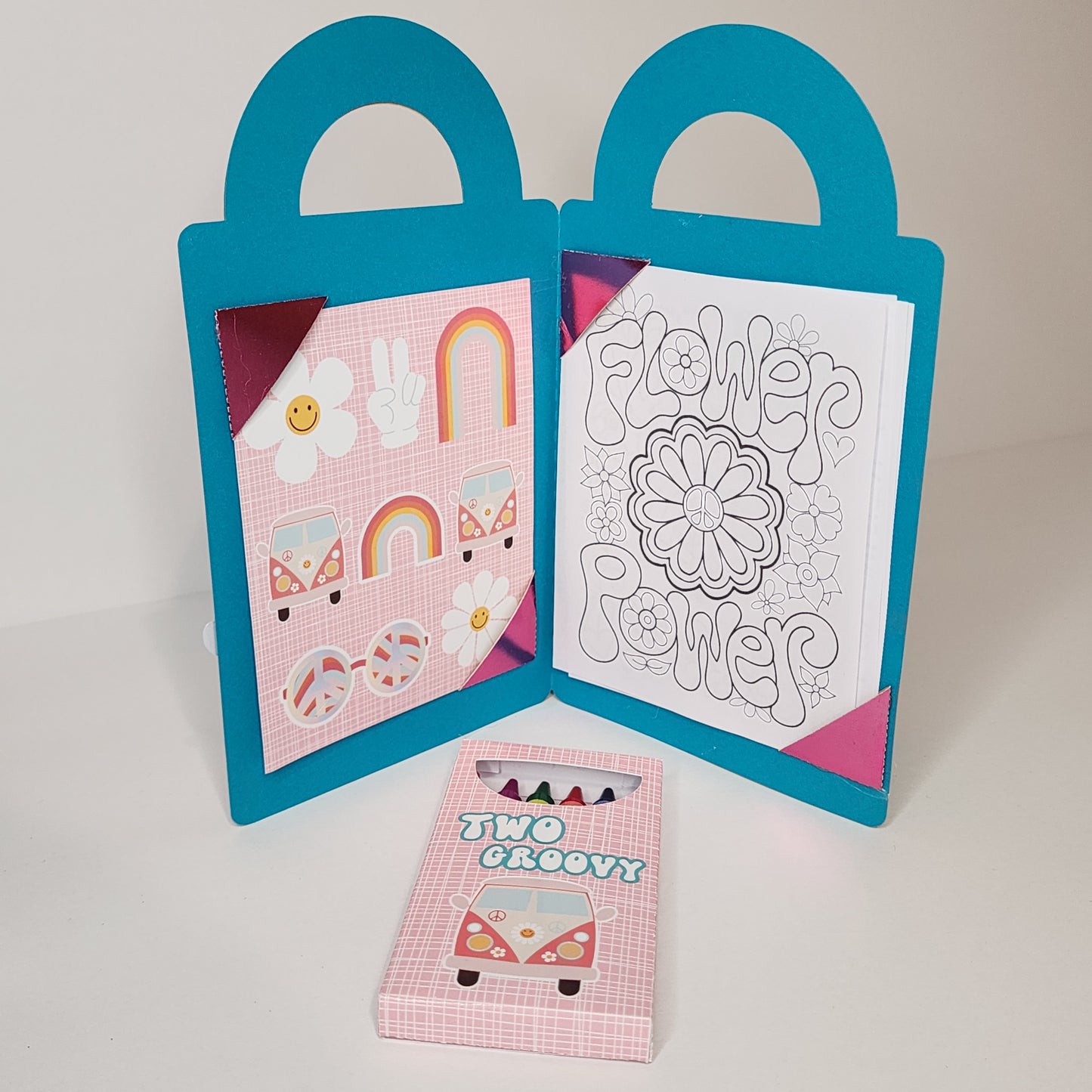 Two Groovy coloring suite case + stickers, Groovy party favors, Groovy coloring