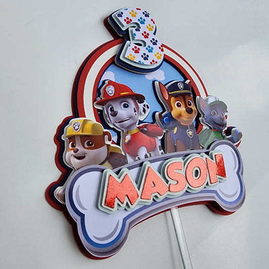 Red Paw Patrol Cake topper, Dogs Cake topper, Paw patrol cake topper