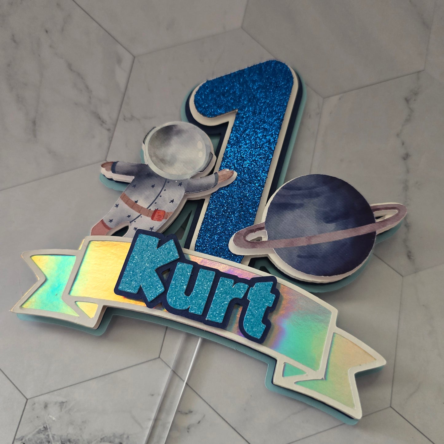 First trip to the moon Cake topper, Space birthday theme, Astronaut Cake topper