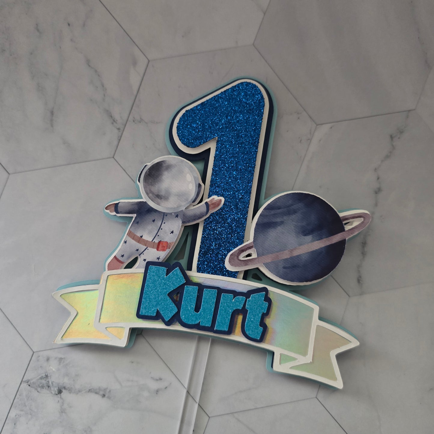 First trip to the moon Cake topper, Space birthday theme, Astronaut Cake topper