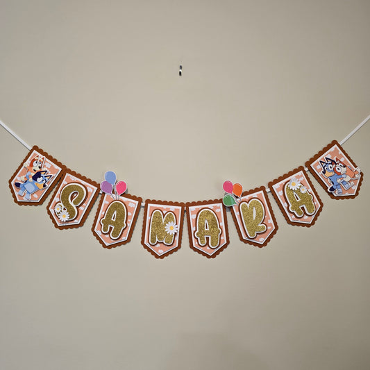 Bluey banner, Bluey theme banner, Bluey party decoration, Bluey girly banner