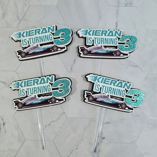 Race cars Cupcake Topper, Formula 1 cupcake decor, Mercedes birthday