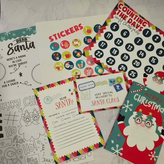 Christmas Activity Pack for Kids – Coloring Book, Santa Letter, Countdown, Placemats & Stickers
