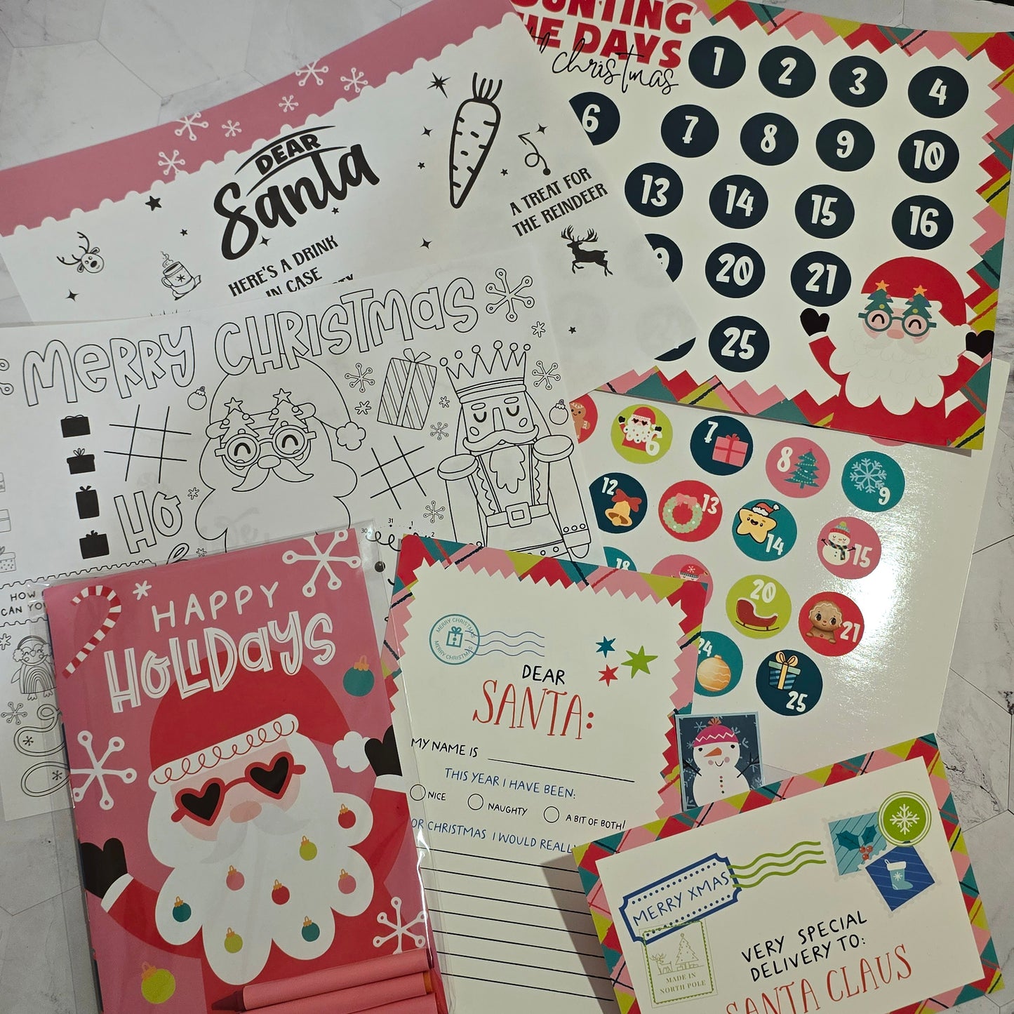 Christmas Activity Pack for Kids – Coloring Book, Santa Letter, Countdown, Placemats & Stickers