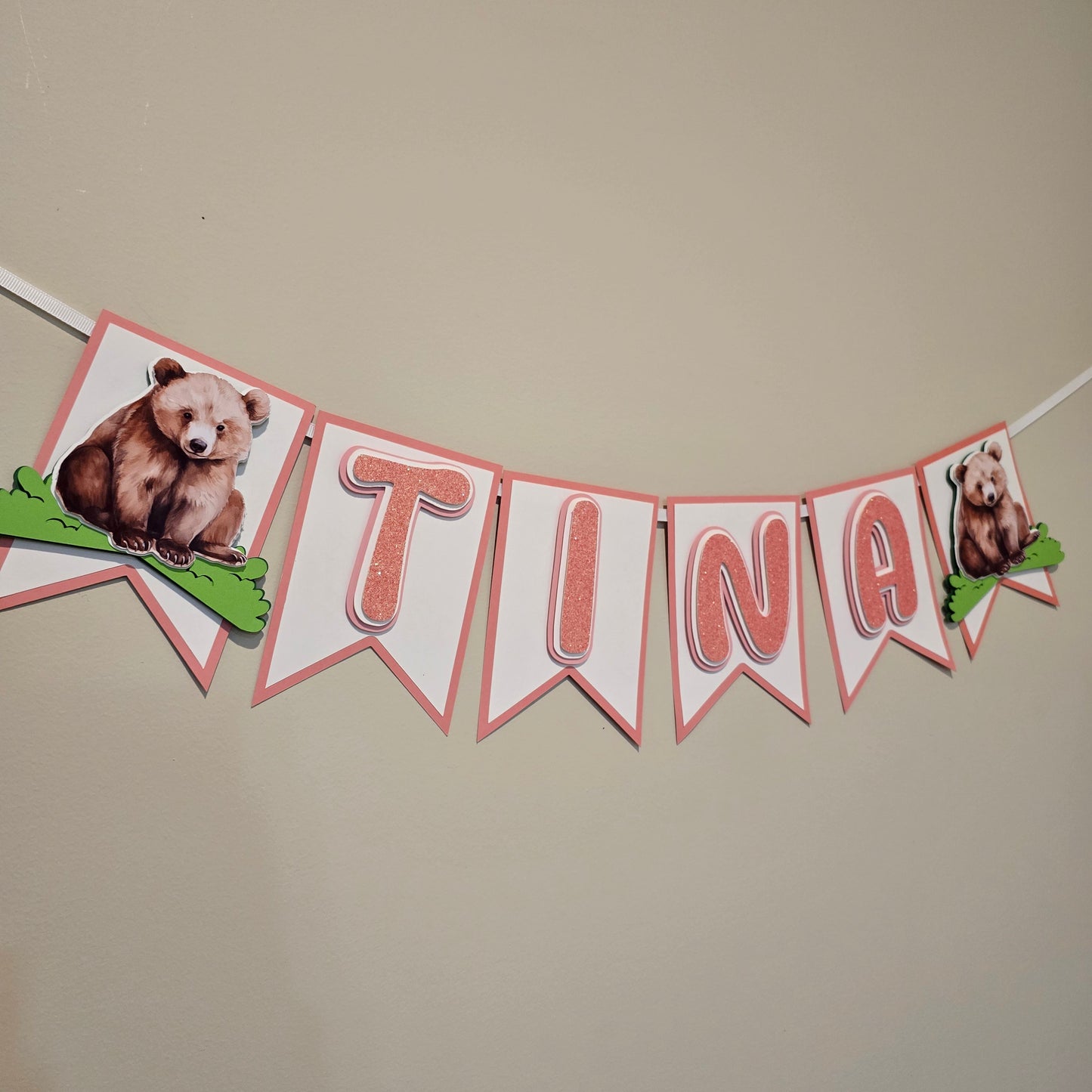 Brown bear banner, Teddy bear theme banner, Bear party decoration, Brown bear banner