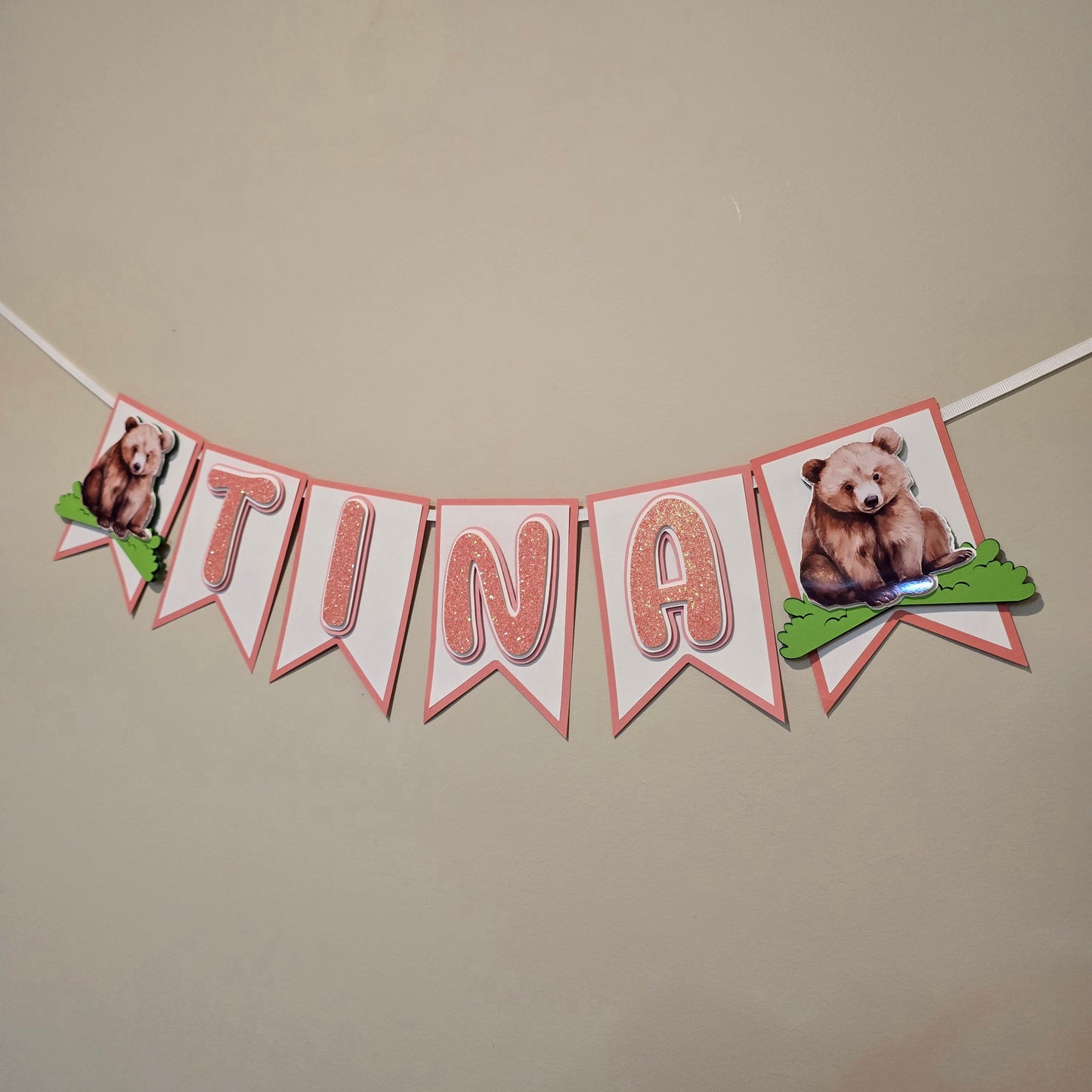 Brown bear banner, Teddy bear theme banner, Bear party decoration, Brown bear banner