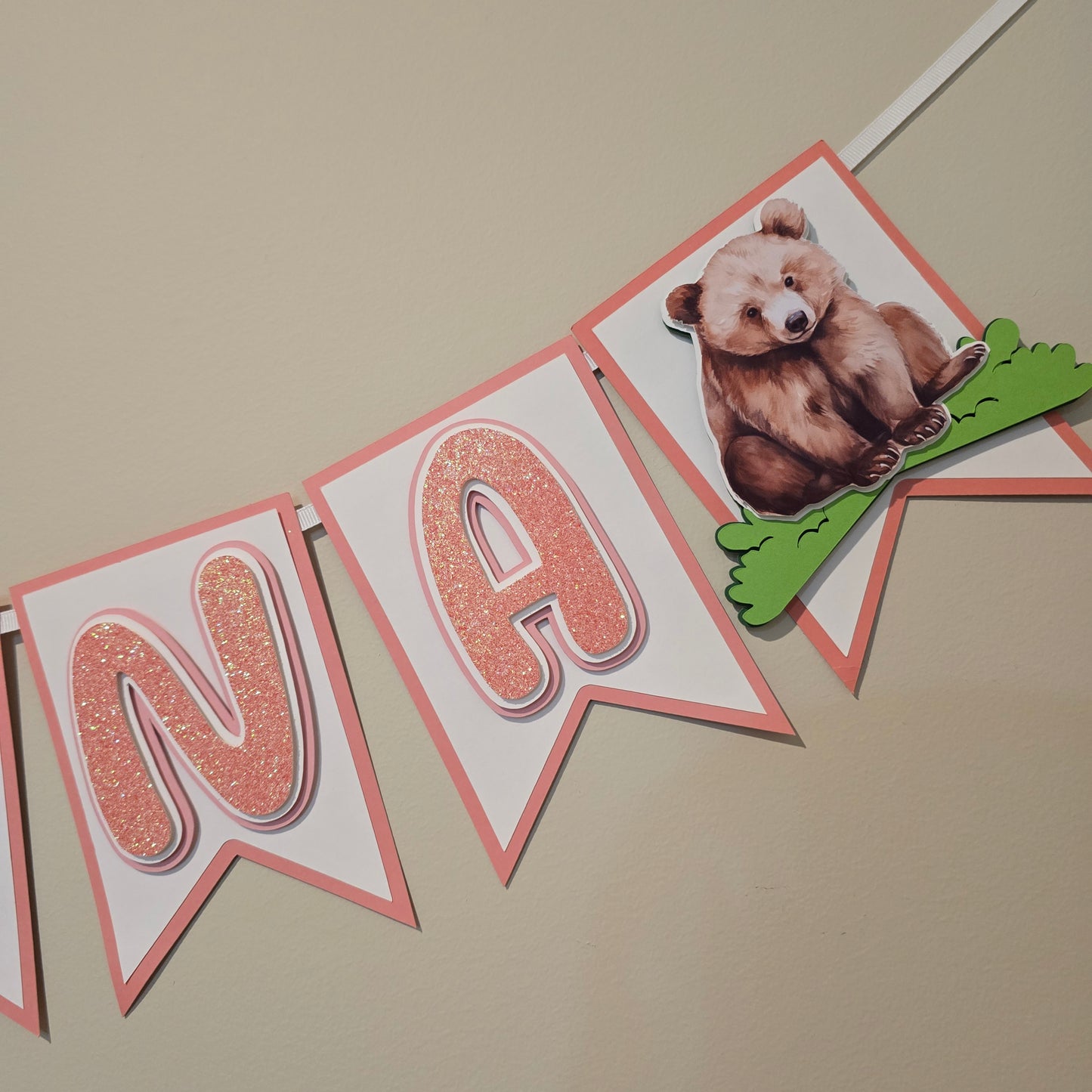 Brown bear banner, Teddy bear theme banner, Bear party decoration, Brown bear banner