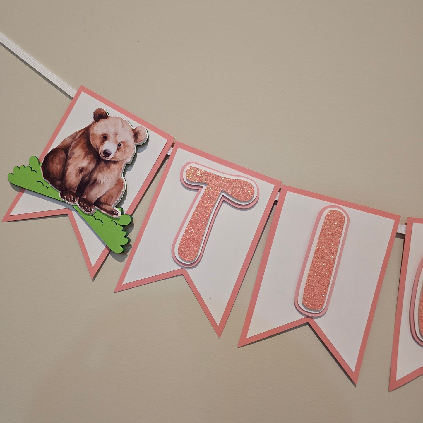 Brown bear banner, Teddy bear theme banner, Bear party decoration, Brown bear banner