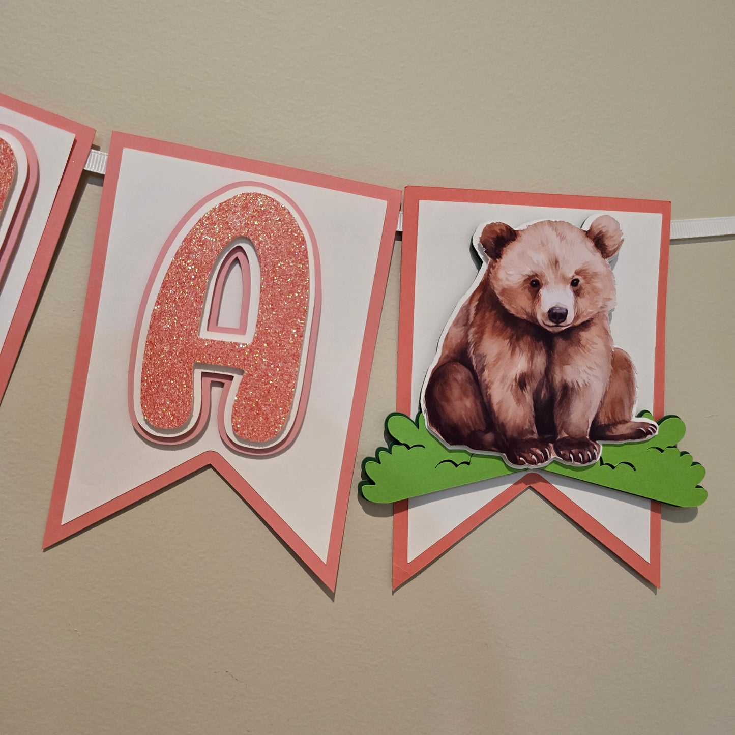 Brown bear banner, Teddy bear theme banner, Bear party decoration, Brown bear banner