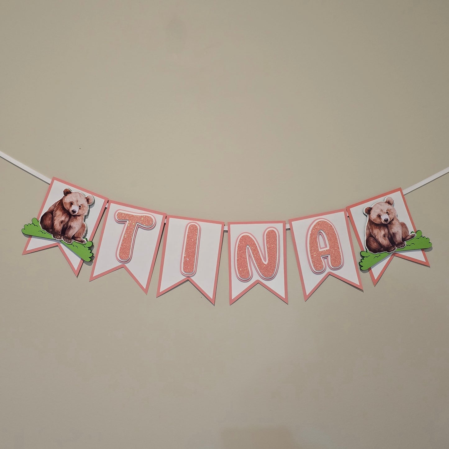 Brown bear banner, Teddy bear theme banner, Bear party decoration, Brown bear banner