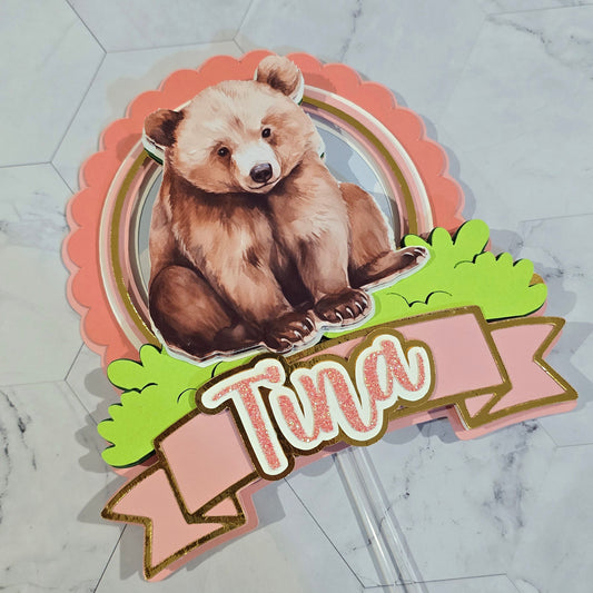 Brown Bear Cake topper, Bear theme party, Brown bear party theme