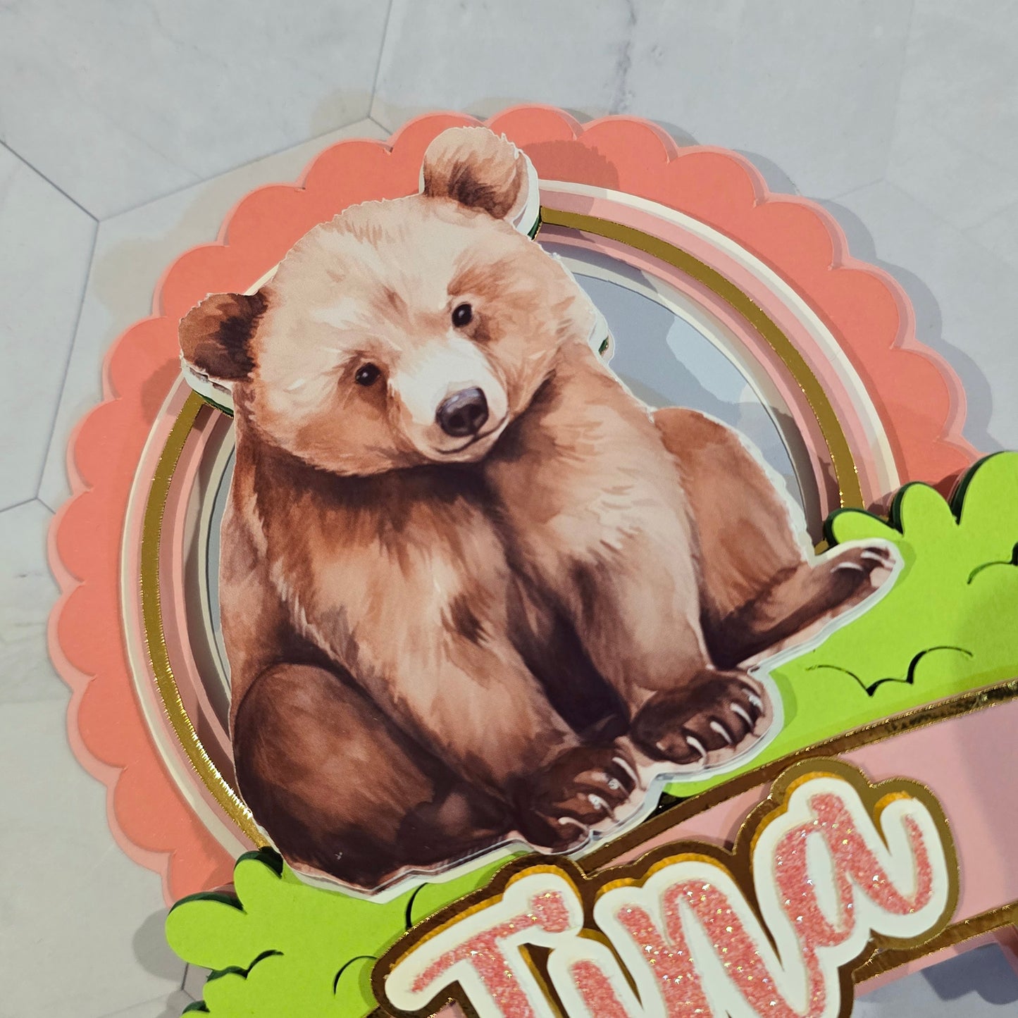 Brown Bear Cake topper, Bear theme party, Brown bear party theme