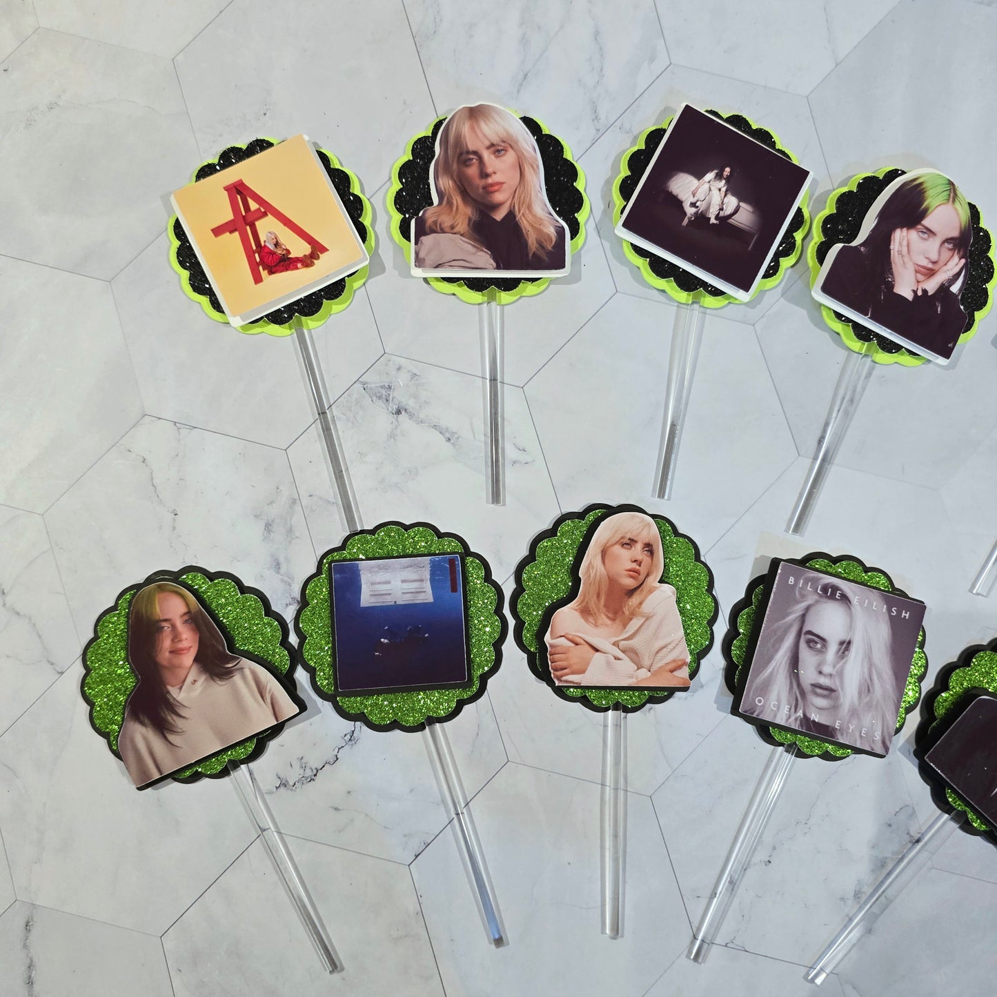 Billie Eilish Cupcake Topper, Billie Eilish cupcake decor, Billie Eilish birthday