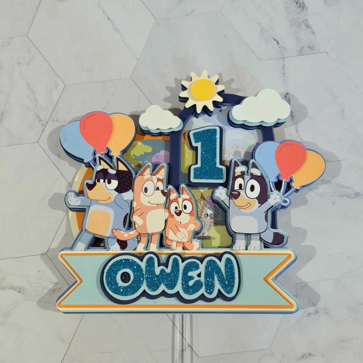 Bluey Cake topper for boys , Bluey theme party, Boy's Bluey party theme