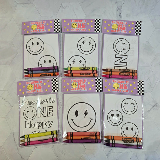 One happy Girl coloring books, One happy Girl coloring pages, One happy girl party favors