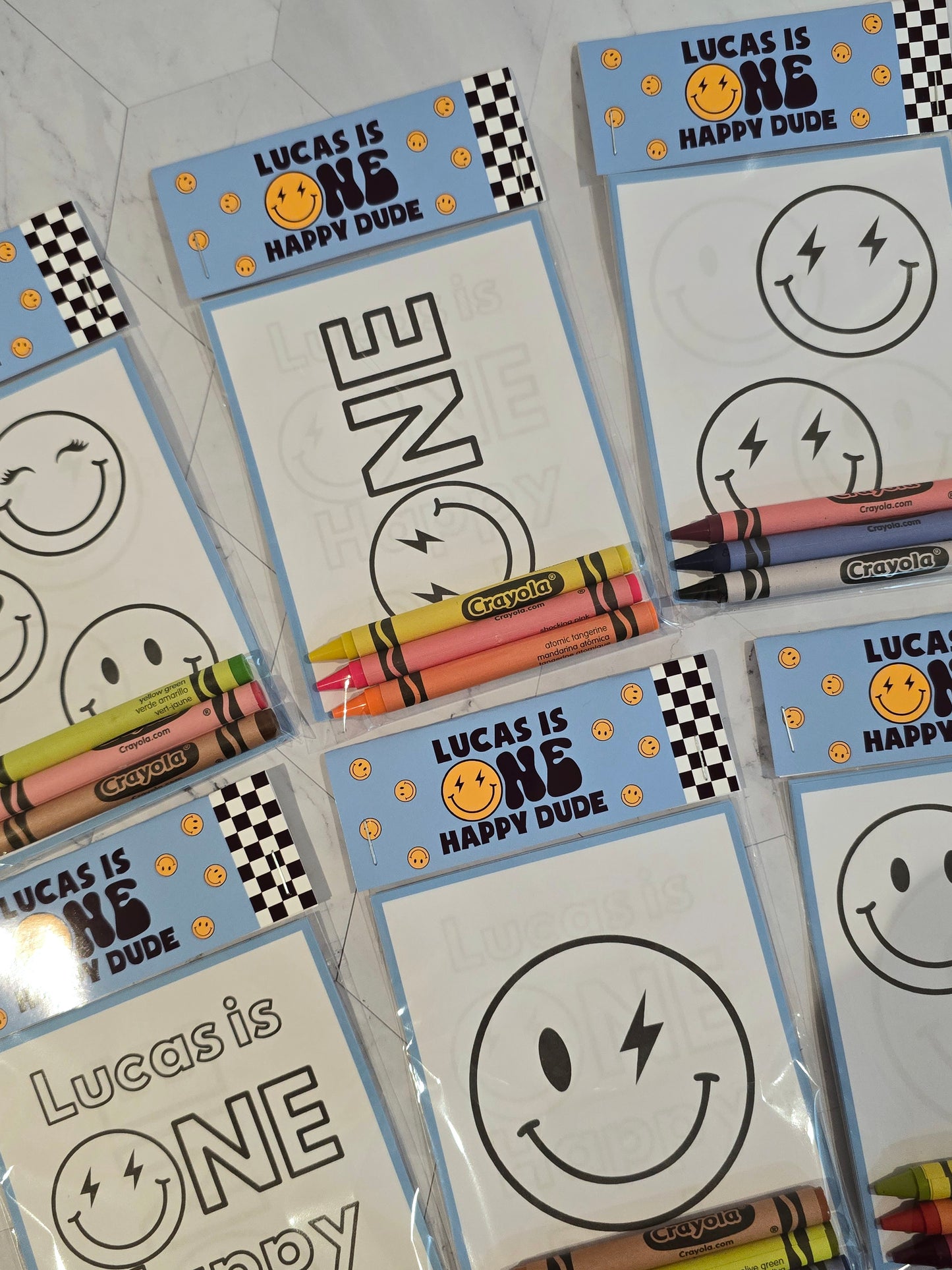 Blue One happy dude coloring books, One happy dude coloring pages, One happy dude party favors