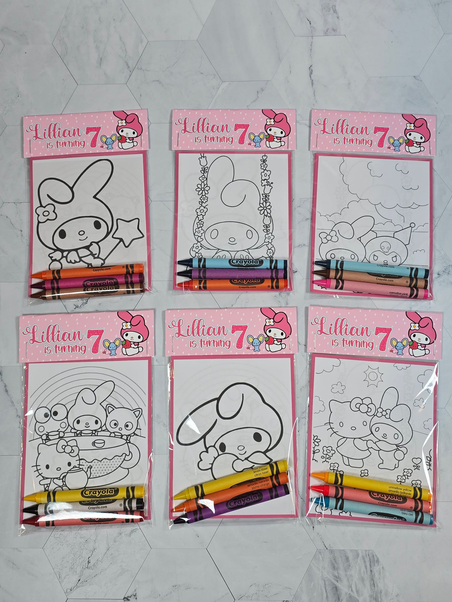 My Melody coloring books, My Melody coloring pages, My Melody party favors