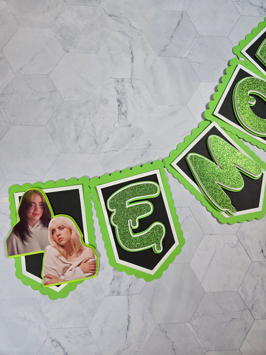Billie Eilish banner, Billie Eilish theme banner, Billie Eilish party decoration, Billie Eilish banner