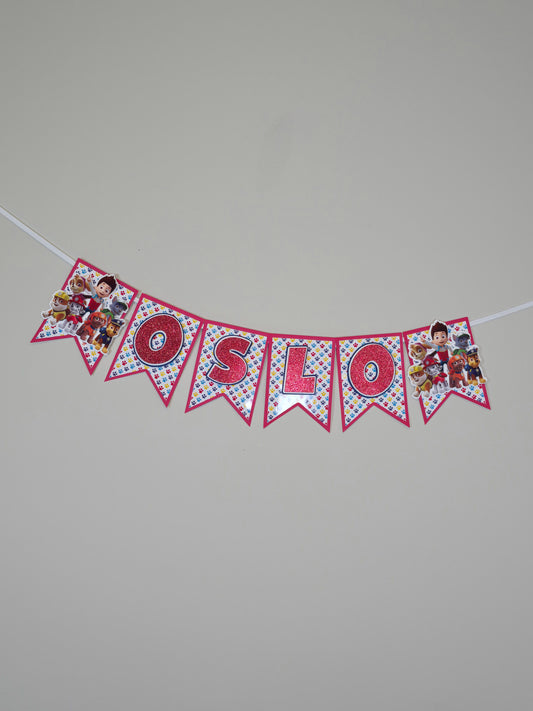 Red Paw Patrol banner, Paw Patrol theme banner, Paw Patrol party decoration