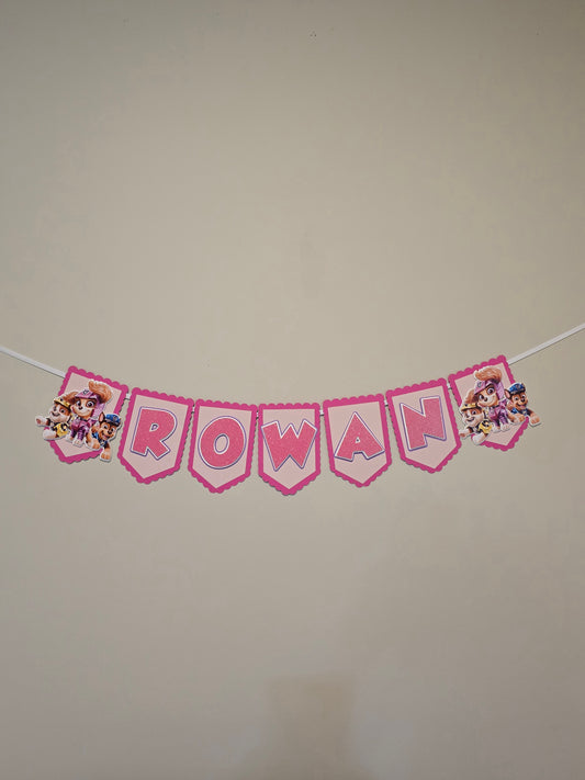 Paw Patrol Girly banner, Paw Patrol theme banner, Paw Patrol party decoration