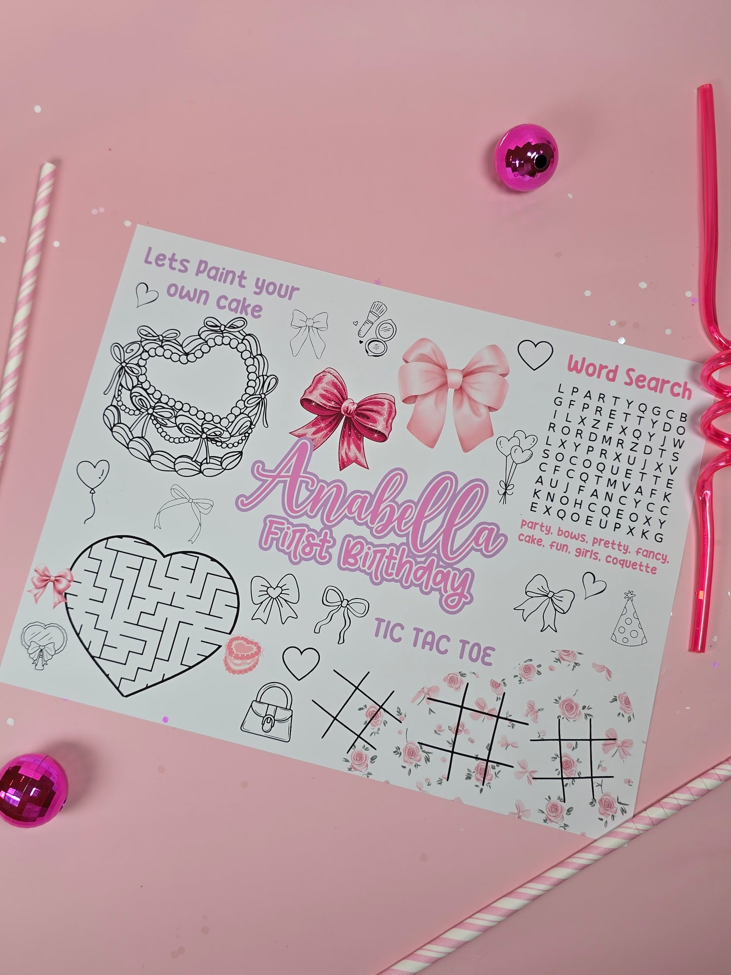 Girls wanna be ONE Birthday Placemats with Fun Activities โ Custom Name & Age