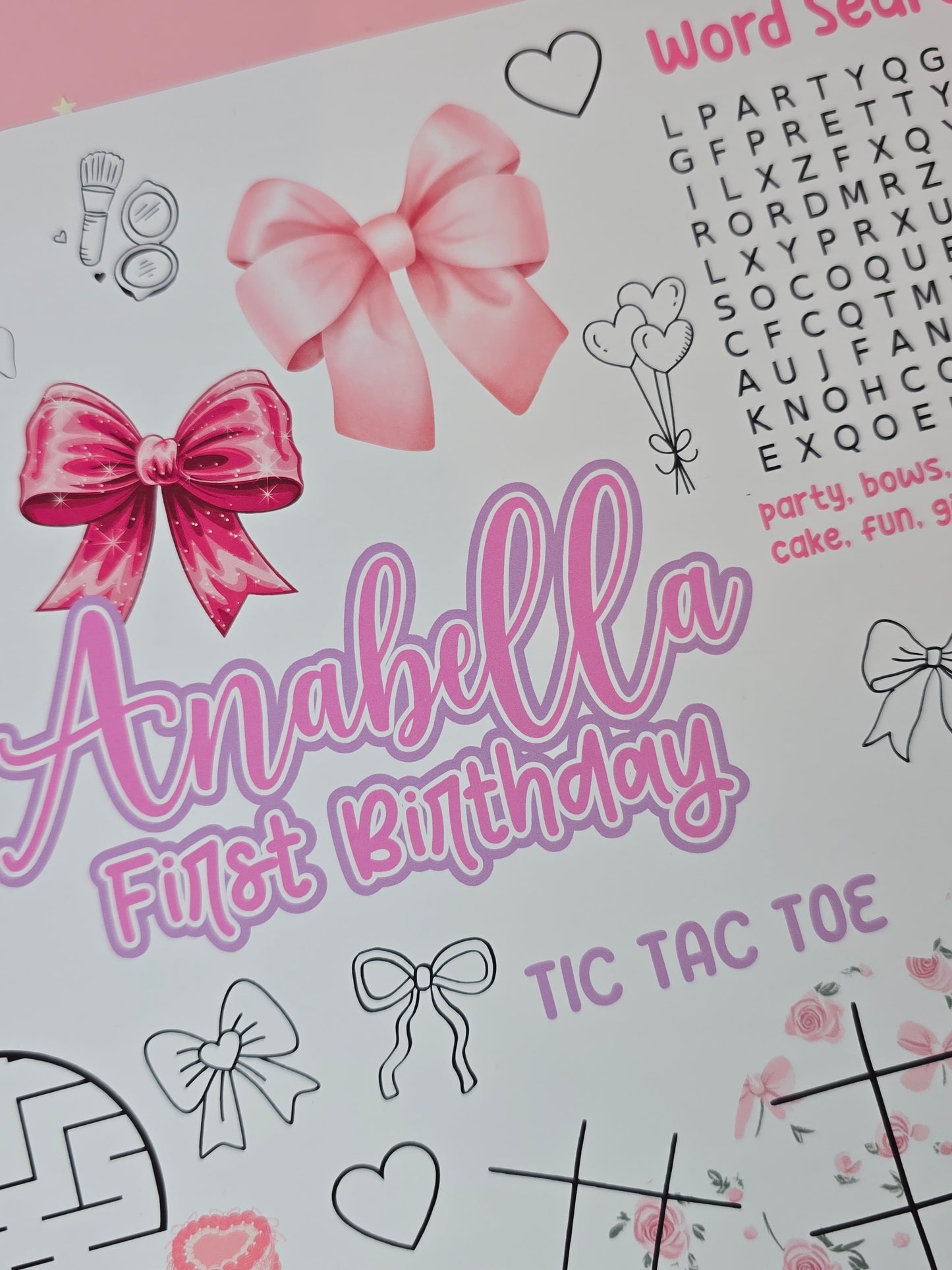Girls wanna be ONE Birthday Placemats with Fun Activities โ Custom Name & Age