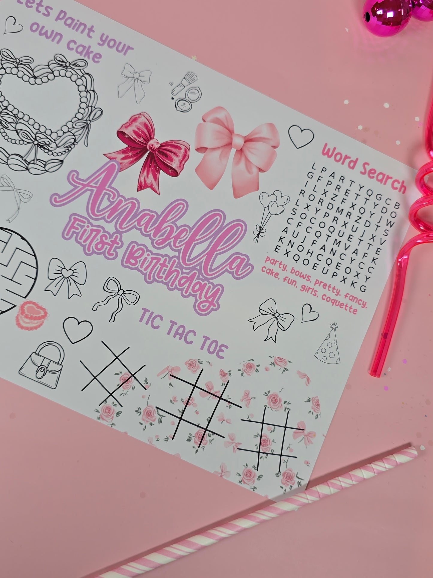 Girls wanna be ONE Birthday Placemats with Fun Activities โ Custom Name & Age