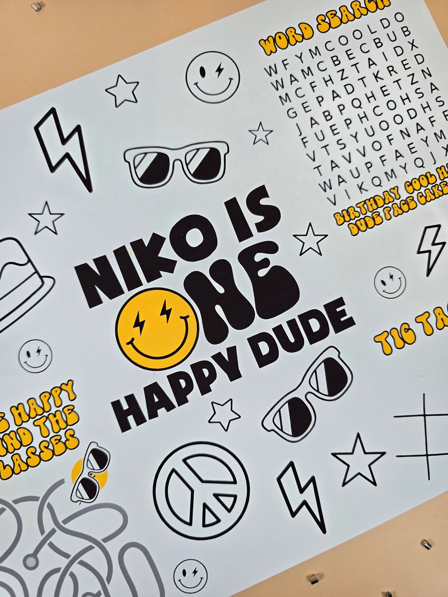 One Happy Dude Birthday Activity Placemats โ Personalized Set of 10, Custom One Happy Dude Themed Placemats for Kidsโ Birthday
