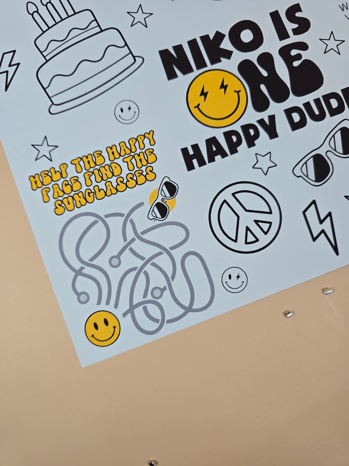 One Happy Dude Birthday Activity Placemats โ Personalized Set of 10, Custom One Happy Dude Themed Placemats for Kidsโ Birthday