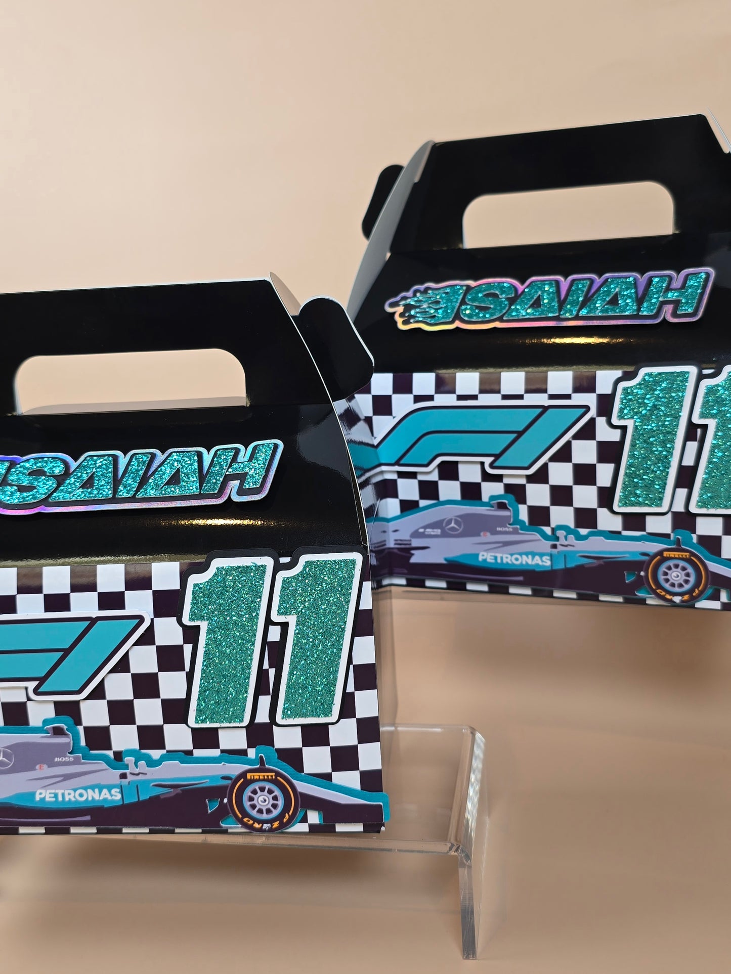 Race Cars Gable boxes, Formula 1 party favors , Mercedes birthday