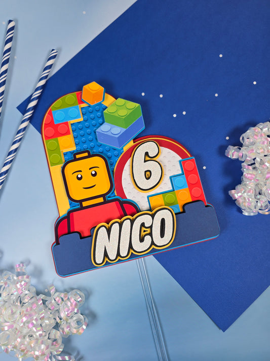 Building blocks Cake topper, Building blocks theme party, Building blocks party theme for boys