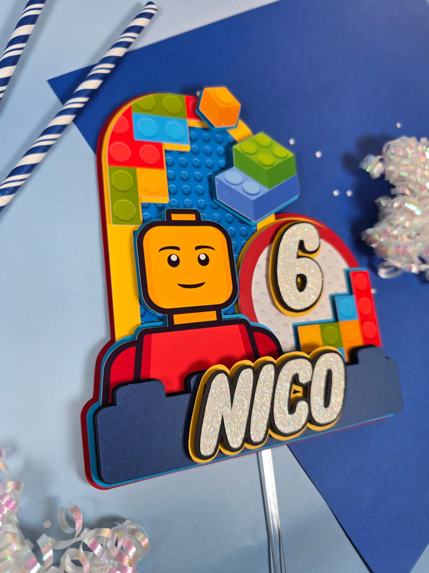 Building blocks Cake topper, Building blocks theme party, Building blocks party theme for boys