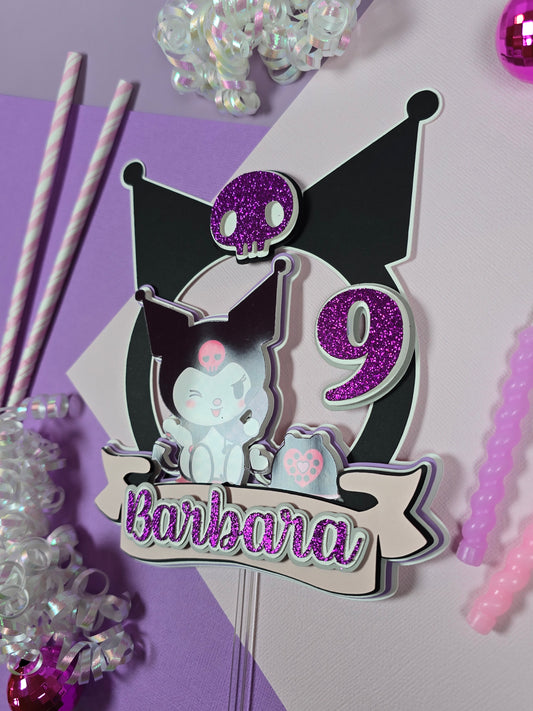 Kuromi Cake topper, Kuromi topper, Kuromi party theme, Kuromi birthday