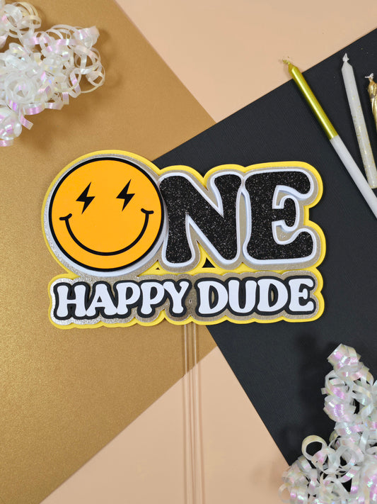 One Happy Dude Cake topper, One happy Dude birthday decorations, First Birthday Cake topper, One happy dude