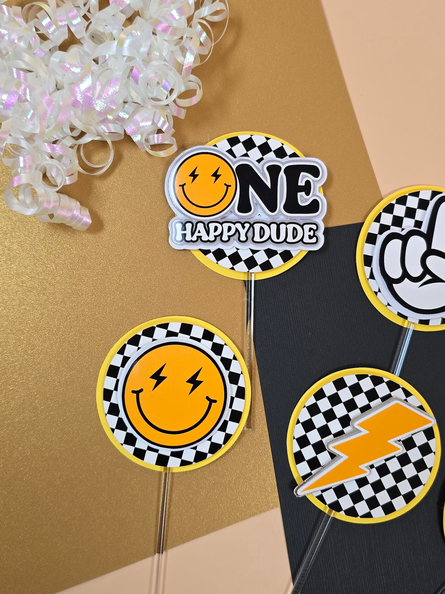 One happy dude Cupcake Toppers, One happy dude cupcake decor