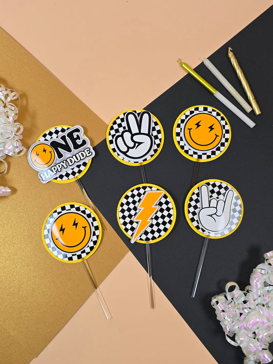 One happy dude Cupcake Toppers, One happy dude cupcake decor
