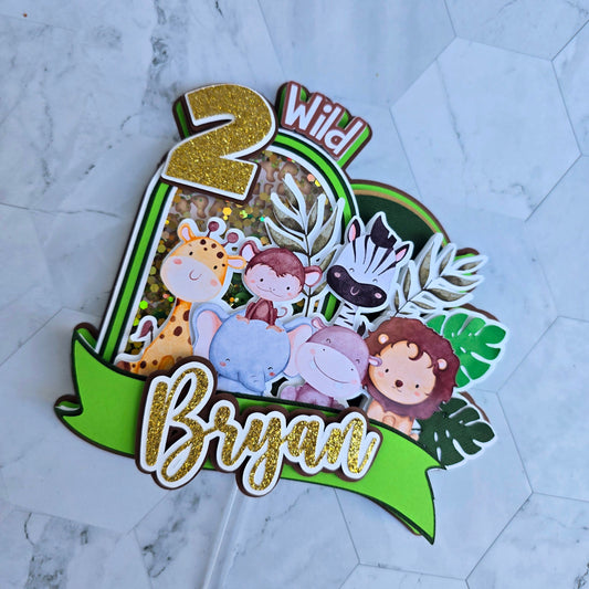 Two wild Cake topper, Safari Cake topper, Animals cake topper