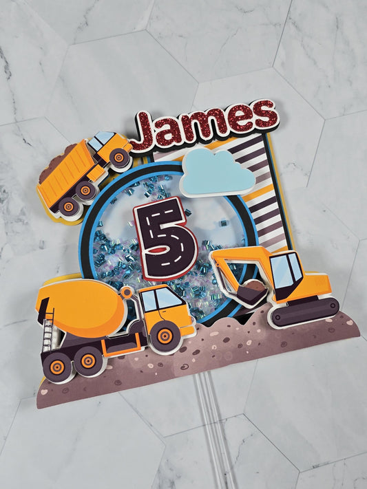 Construction cake topper, Excavator theme party, Construction birthday party