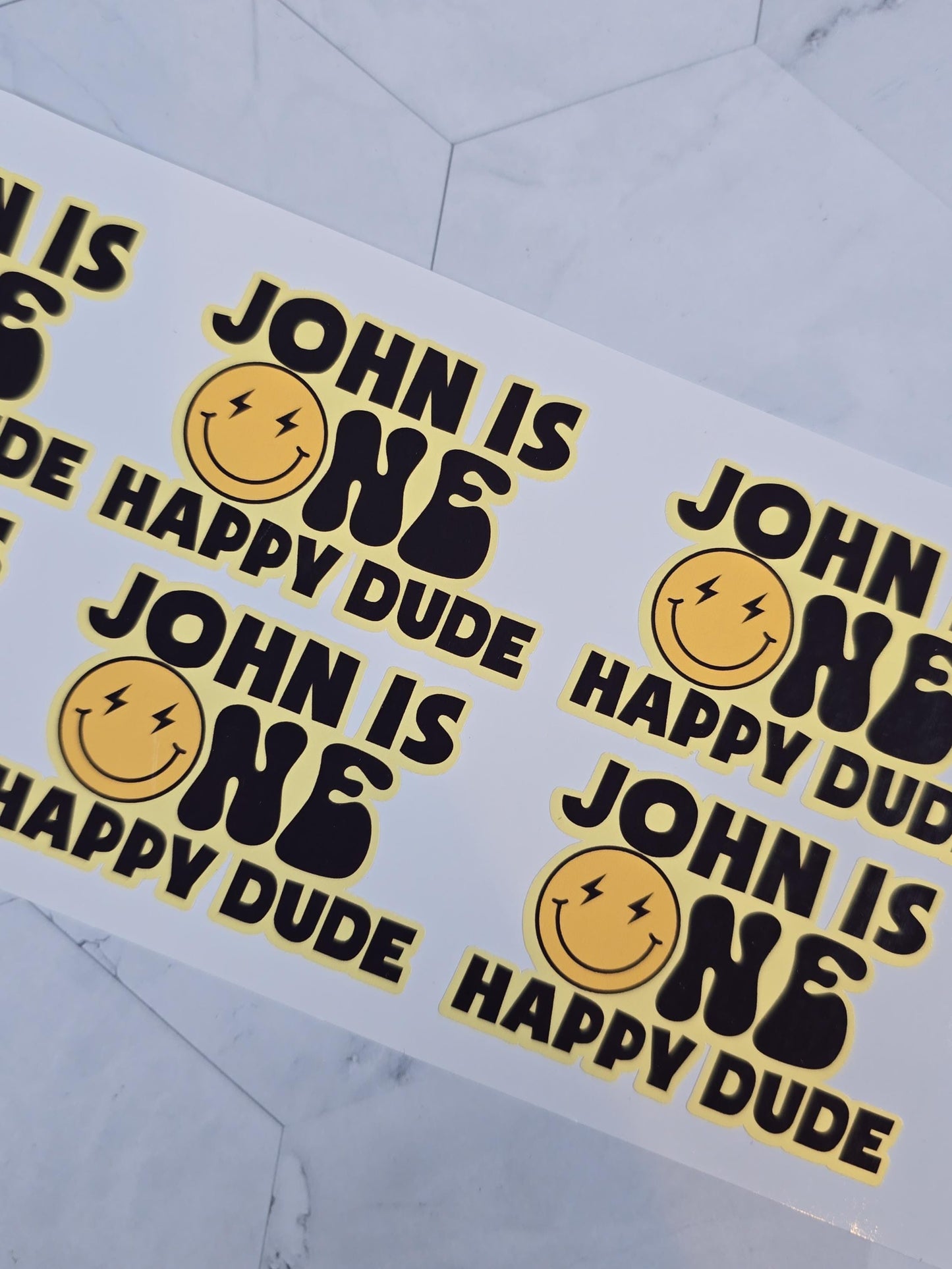 One happy dude Stickers for cups, one happy dude waterproof stickers