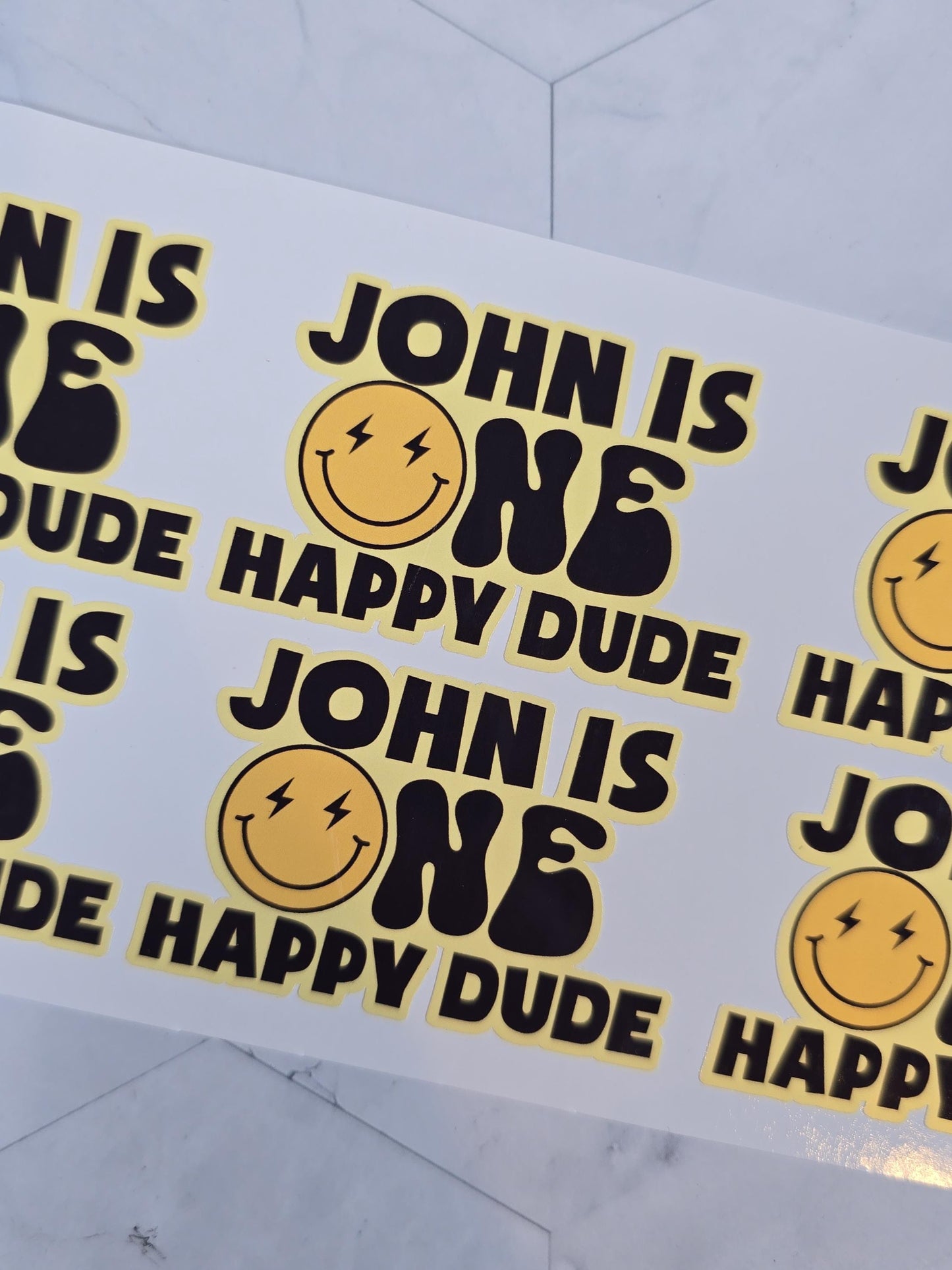 One happy dude Stickers for cups, one happy dude waterproof stickers