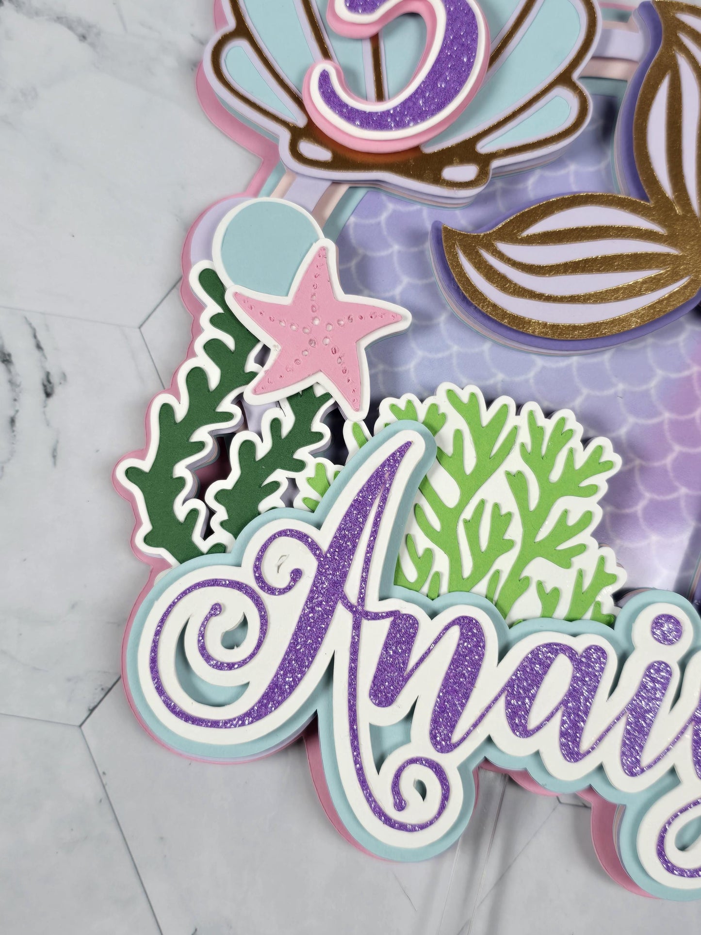 Mermaid cake topper, Under the sea party decoration, Mermaid birthday theme