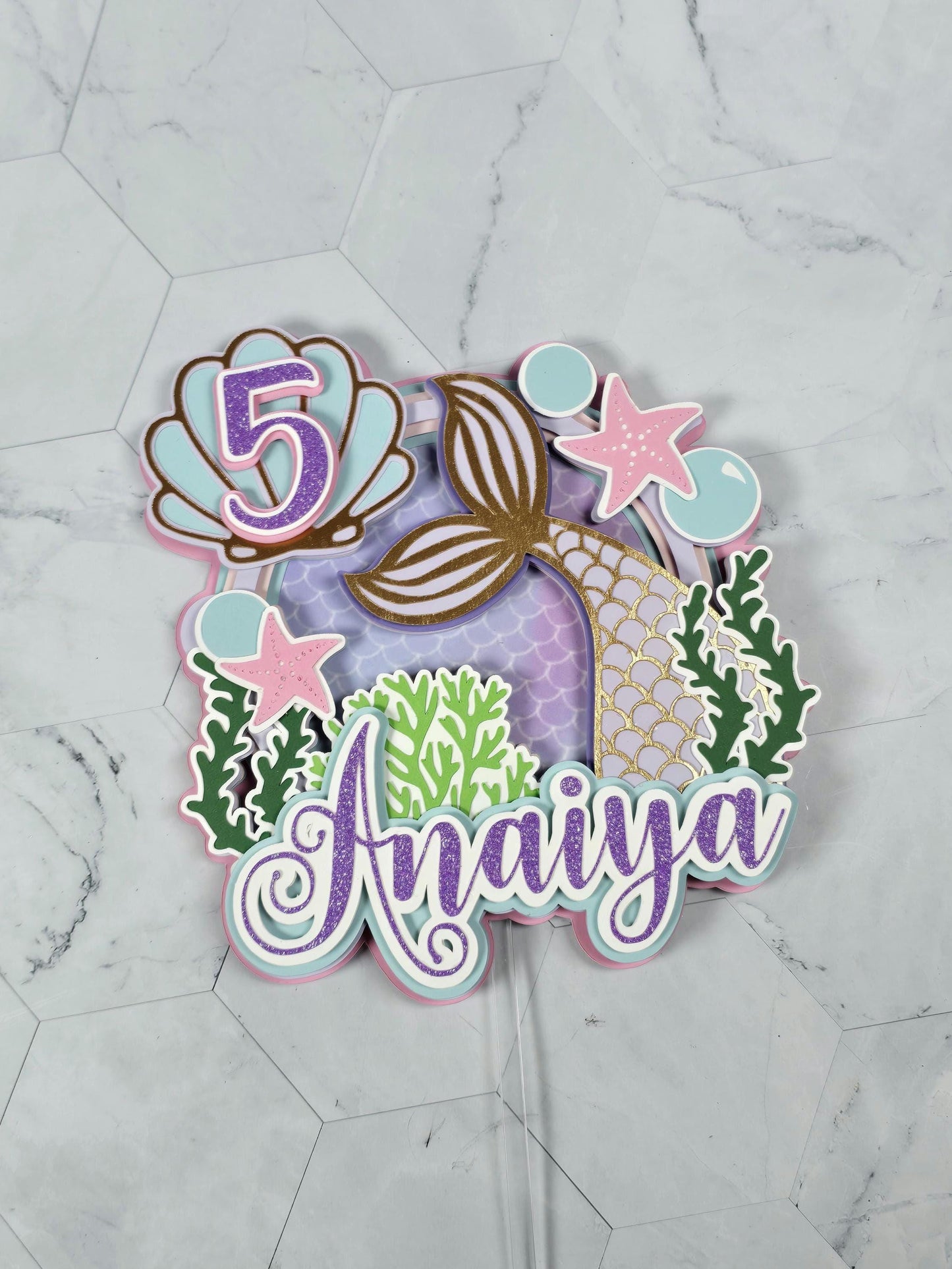 Mermaid cake topper, Under the sea party decoration, Mermaid birthday theme
