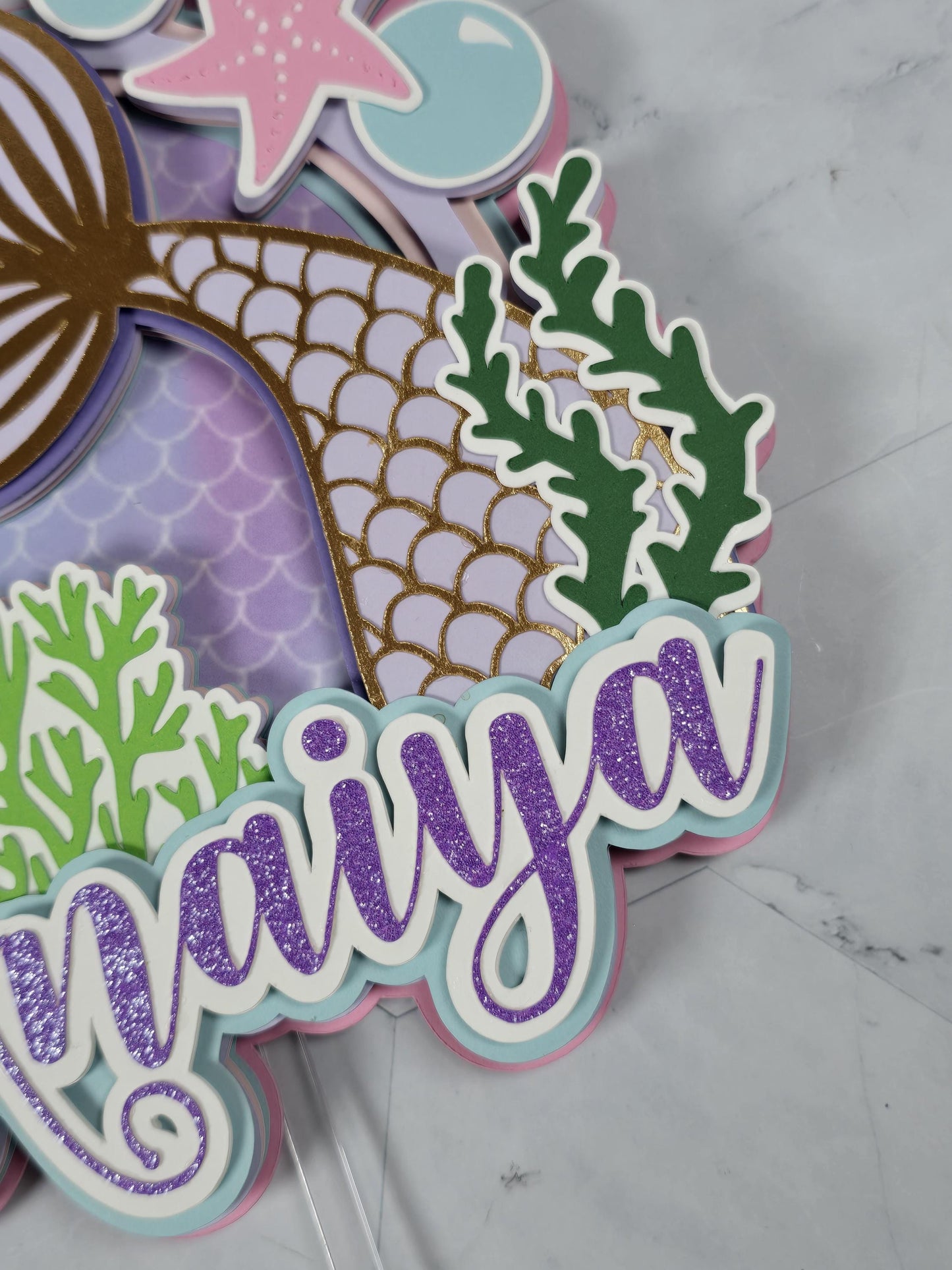 Mermaid cake topper, Under the sea party decoration, Mermaid birthday theme