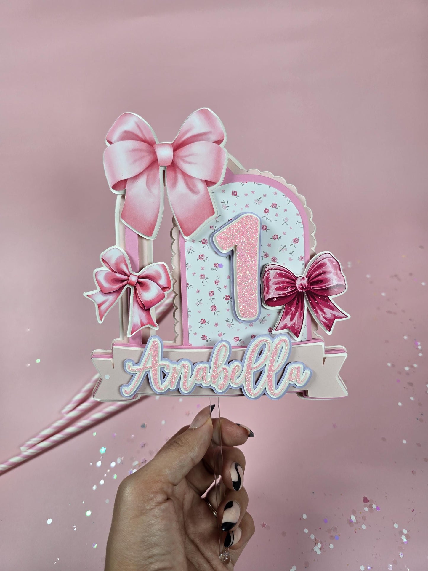 Coquette Cake topper, Coquette birthday, Pink Bow party theme, Love Shack Fancy Cake topper