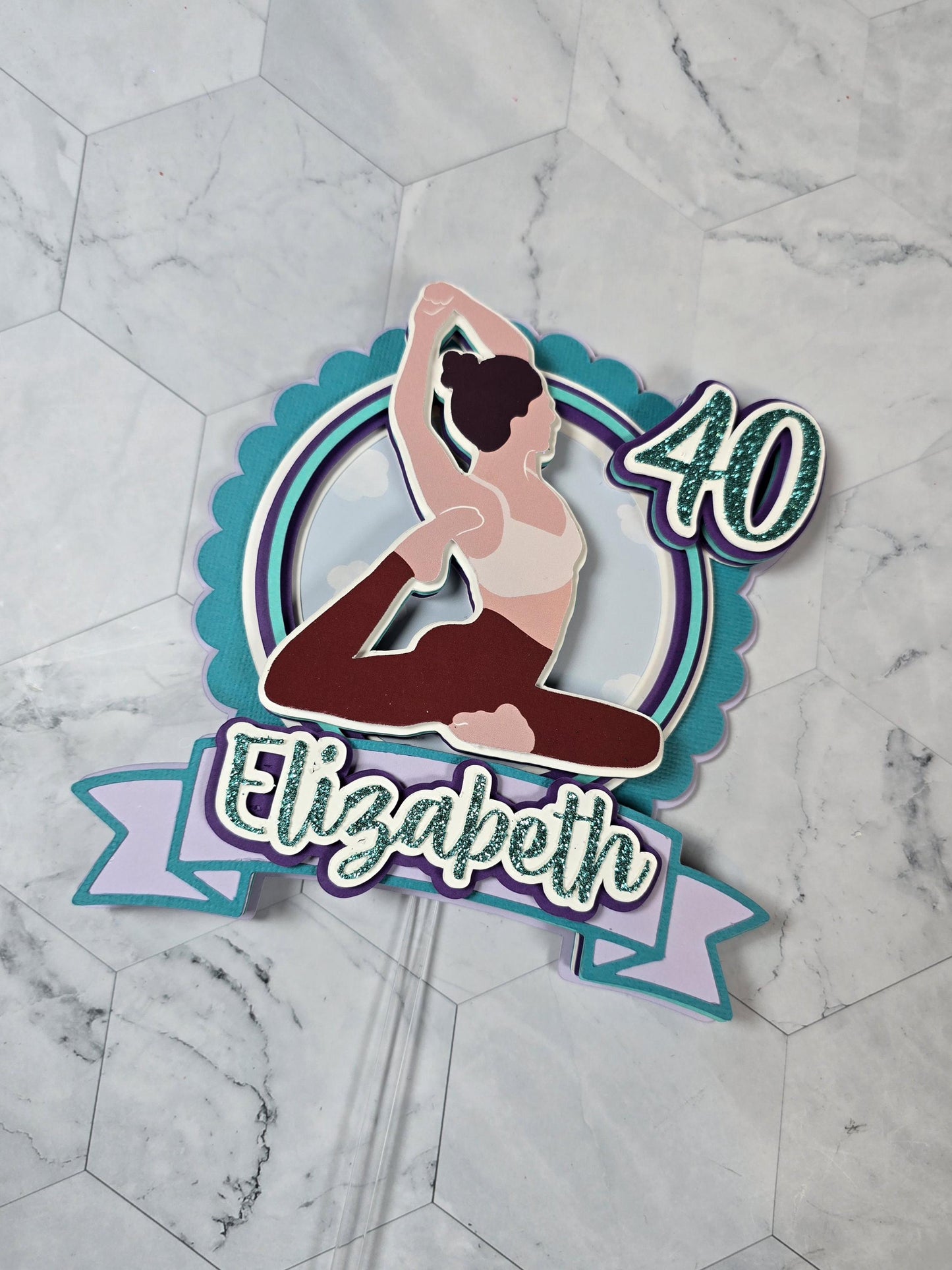 Yoga Cake topper, Yogui birthday party theme, yoga lover cake decor