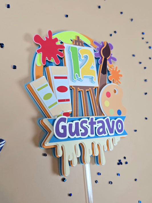 Art Theme inspired cake topper, Paint palettes cake topper, Artist birthday party