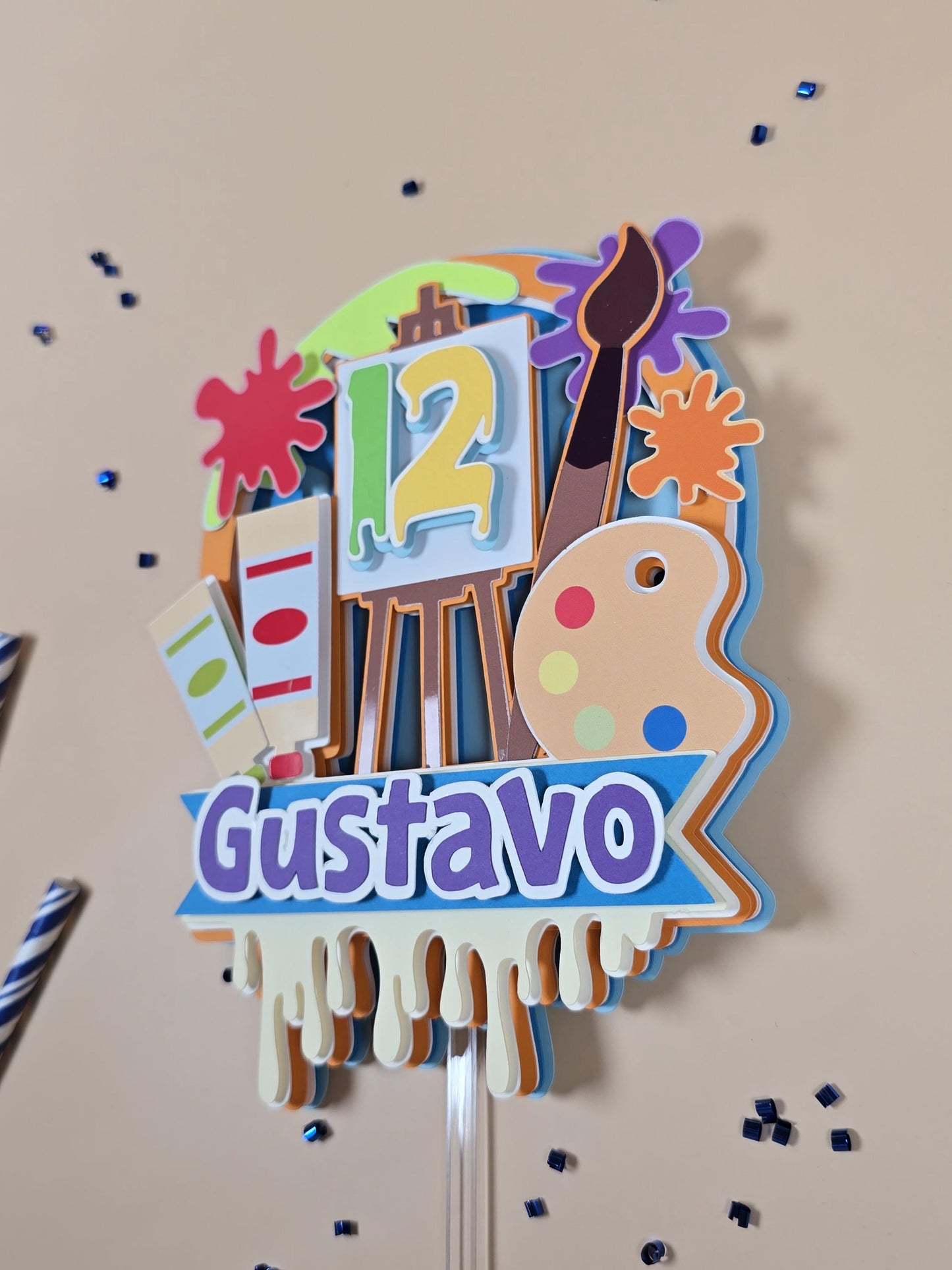 Art Theme inspired cake topper, Paint palettes cake topper, Artist birthday party