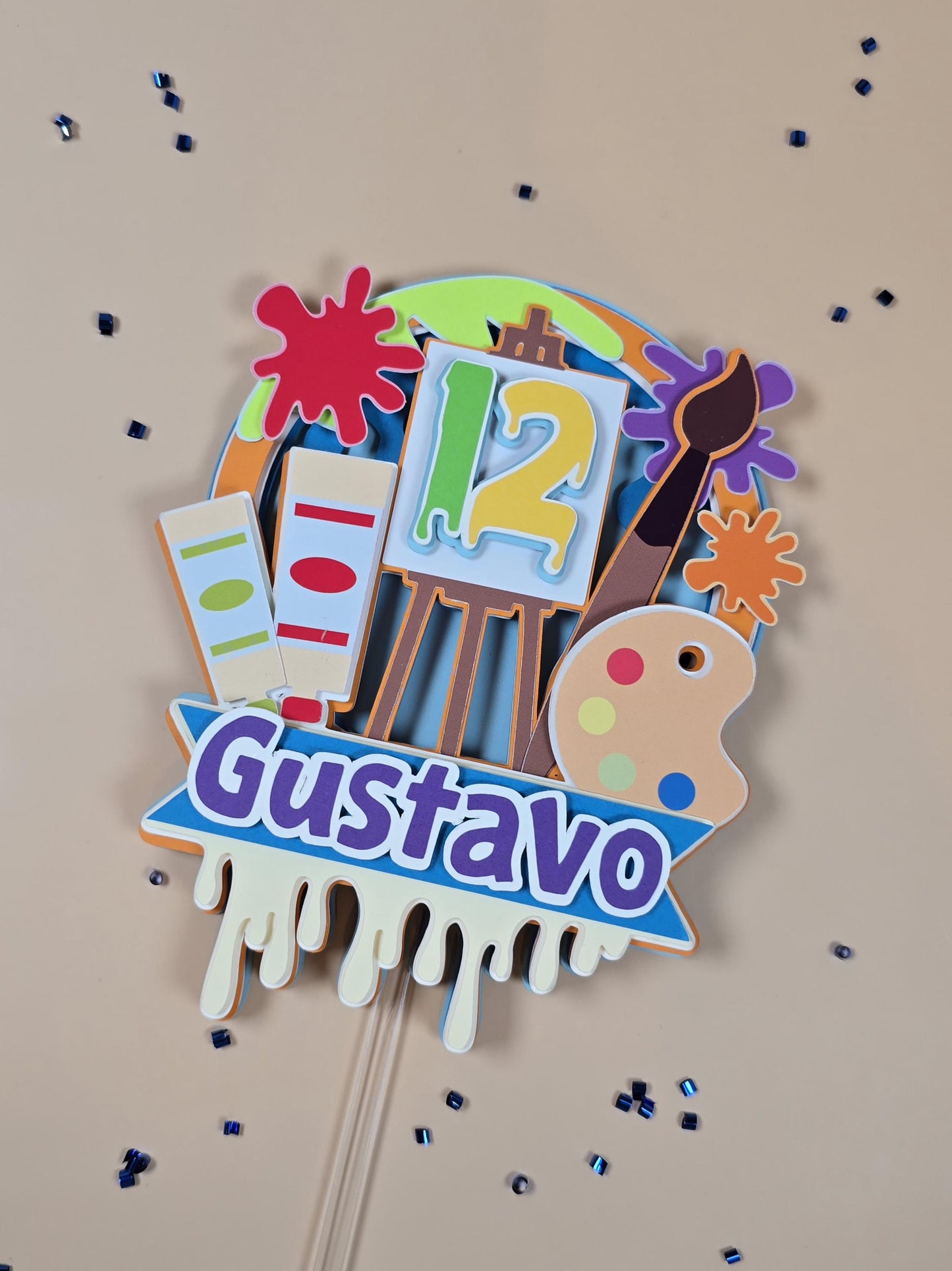 Art Theme inspired cake topper, Paint palettes cake topper, Artist birthday party