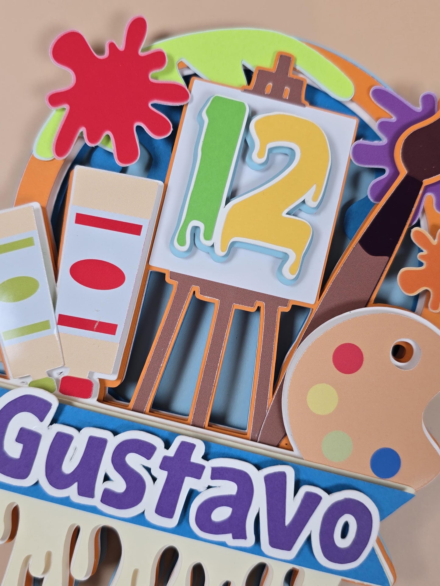 Art Theme inspired cake topper, Paint palettes cake topper, Artist birthday party
